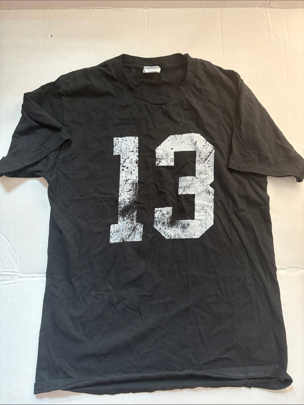 Men's Black Short-Sleeve Graphic Tee with White '13' Print